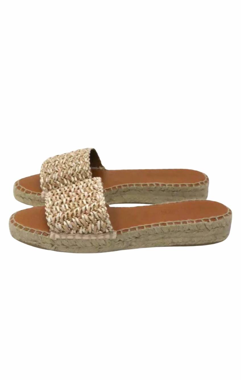 NEW LE MOGADOR women's saran sandals in nude